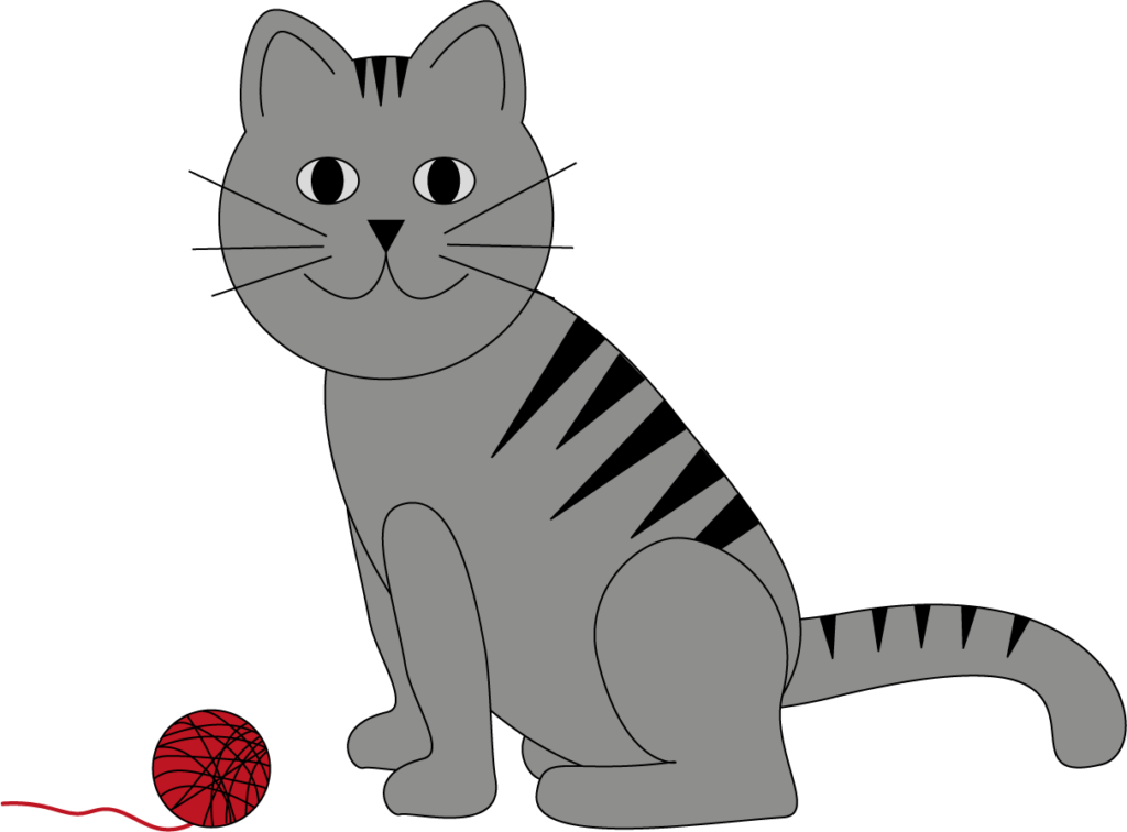 illustratie van een kat met een bol wol in afwachting van nieuwe blogs over grafische vormgeving en illustraties